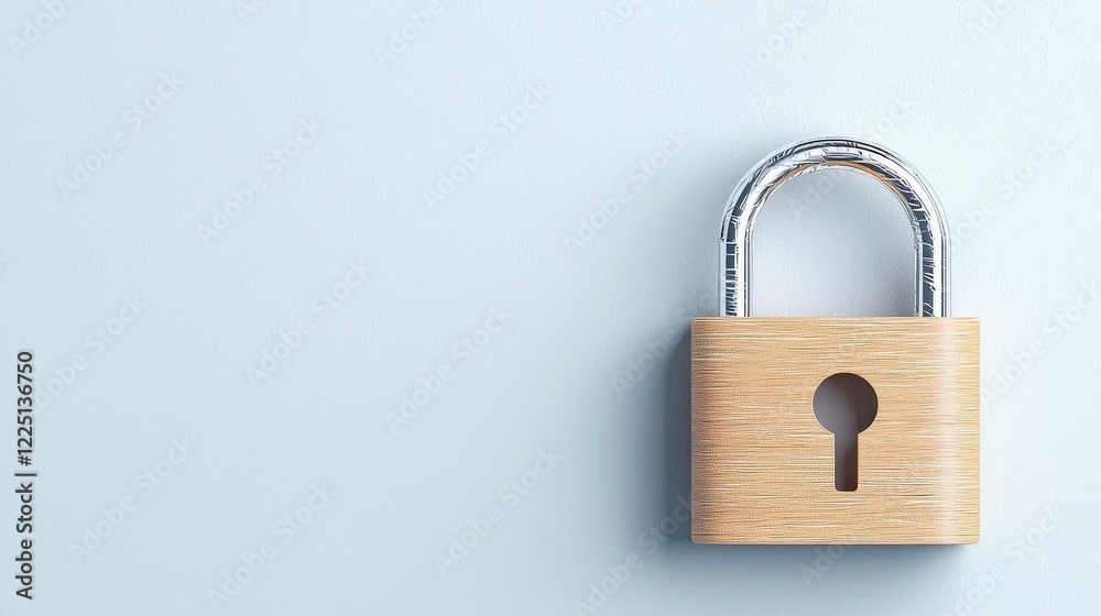 Secure Padlock on Light Blue Background Representing Safety and Privacy in Digital World Secure Padlock on Light Blue Background Representing Safety and Privacy in Digital World