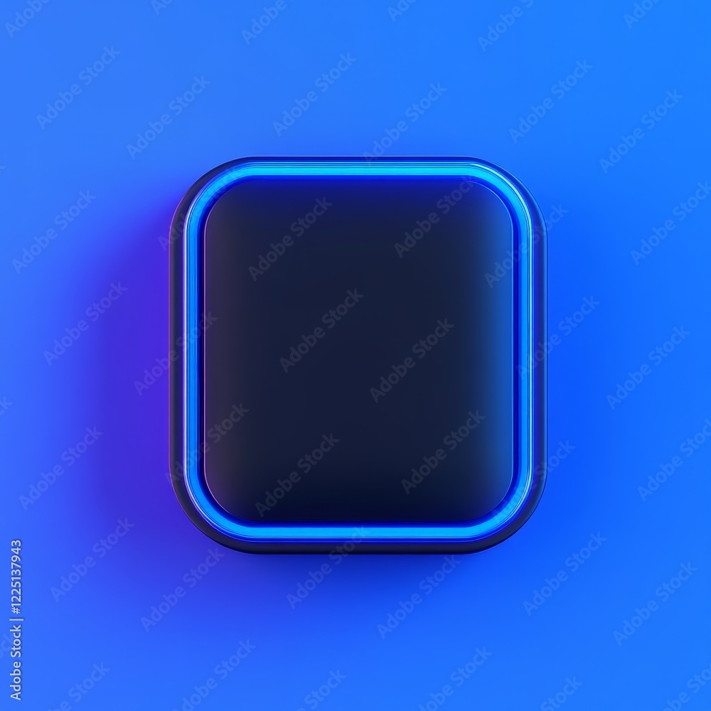 3D Blue Button with Glow Effect 3D Blue Button with Glow Effect