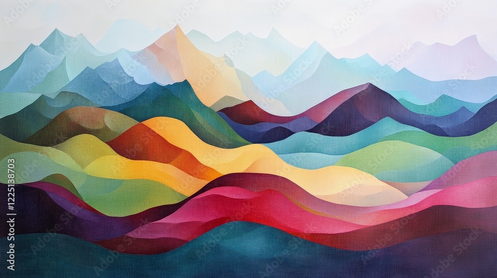 Abstract Colorful Mountain Landscape Art Abstract Colorful Mountain Landscape Art