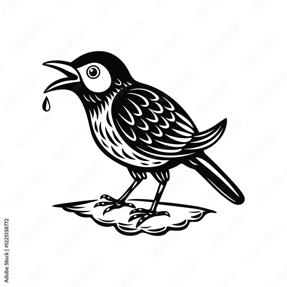 Fototapeta premium bird drinking water.eps