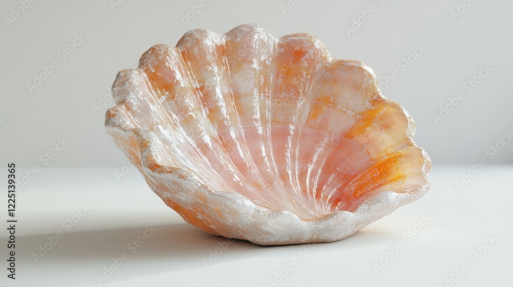 Elegant Seashell Bowl with Soft Pastel Colors and Intricate Texture