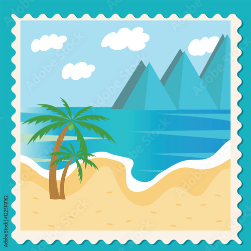 Summer Beach poster card vector illustration banner