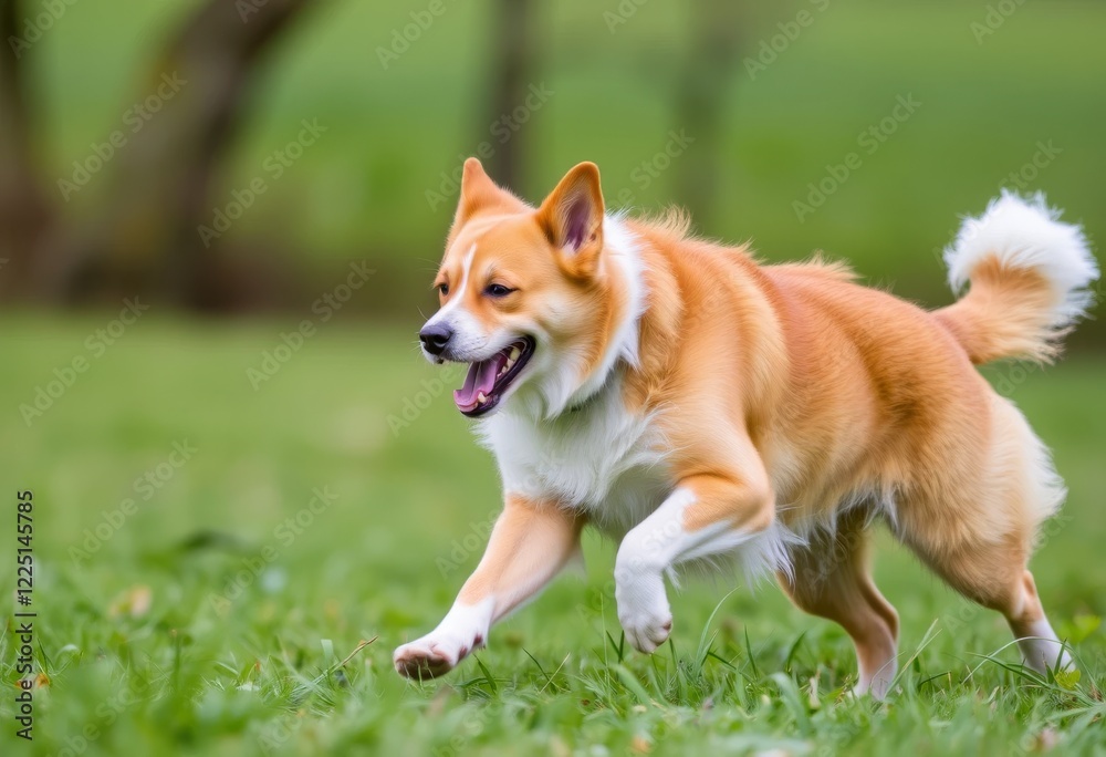 happy dog running in summer park happy dog running in summer park