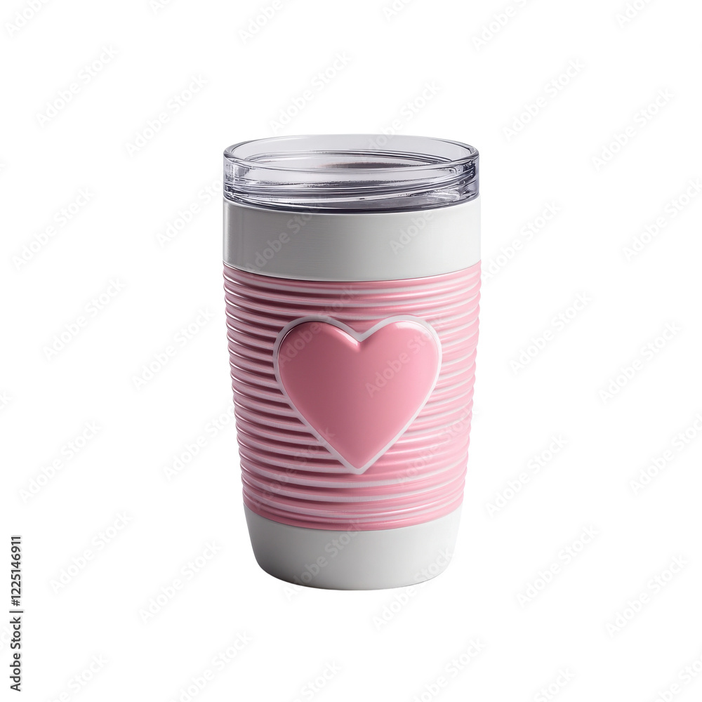 A stylish tumbler with a pink heart motif, perfect for beverages on the go. A stylish tumbler with a pink heart motif, perfect for beverages on the go.
