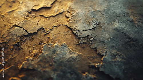 Close-up texture of cracked dry earth with fine details and warm tones. Perfect for abstract and environmental themes photo