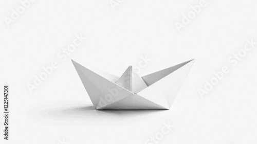 Free Download A Simple White Paper Boat on a Plain White Background, Representing Minimalism and Childlike Wonder - GFXLoad