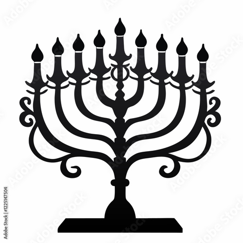 Candelabrum silhouette like a Chanukiah decorated  vector illustration (1)