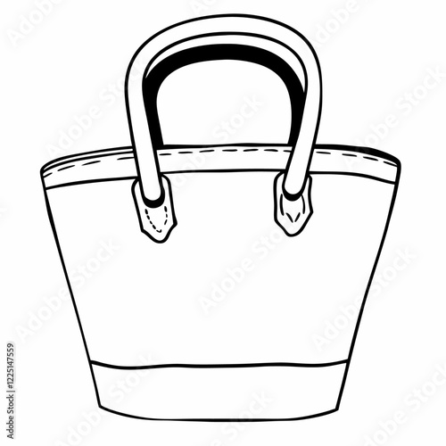 Colorless beach handbag in outlines to coloring vector illustration (4)