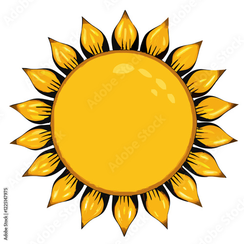 Golden round button template with sun shape vector illustration (2)
