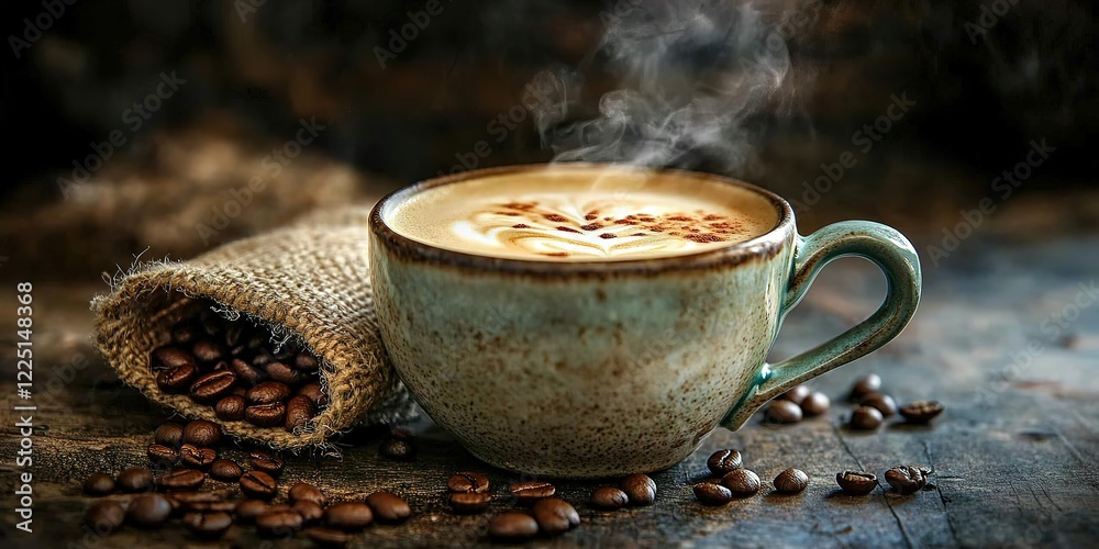 Fototapeta premium cup of coffee with beans