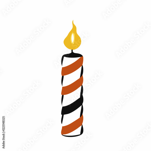 Lighted birthday candle with red stripes Gradient effect vector illustration (3)
