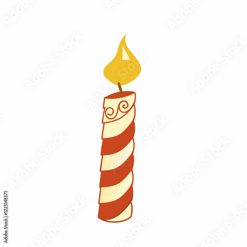 Lighted birthday candle with red stripes Gradient effect vector illustration (4)