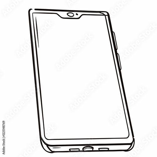 Outline design of slim smartphone with view from above ready vector illustration (4)