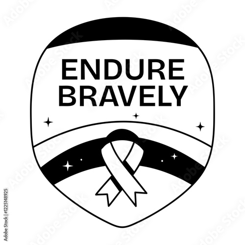 A glyph style sticker of endure bravely typography 