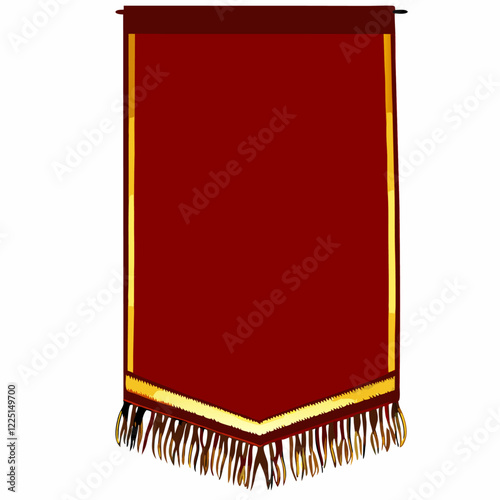 Vertical pennant with red cloth and golden fringe vector illustration (1)