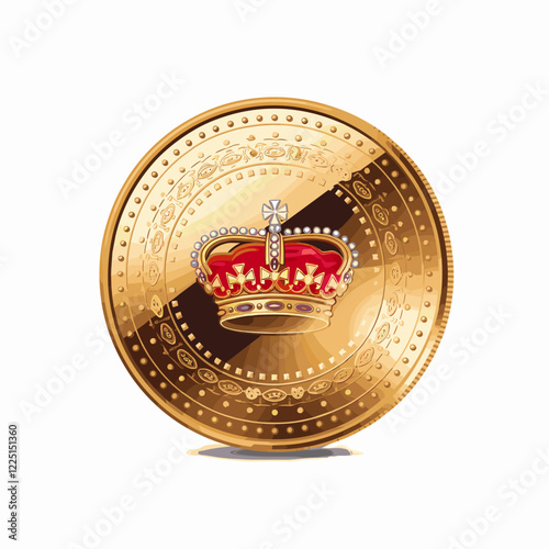 Golden Coin with Royal Crown Emblem