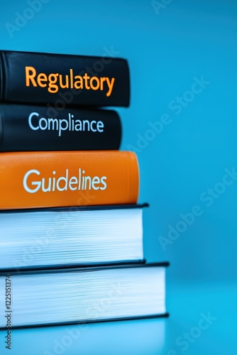Wallpaper Mural Stack of glowing books titled "Regulatory Compliance Guidelines" Torontodigital.ca