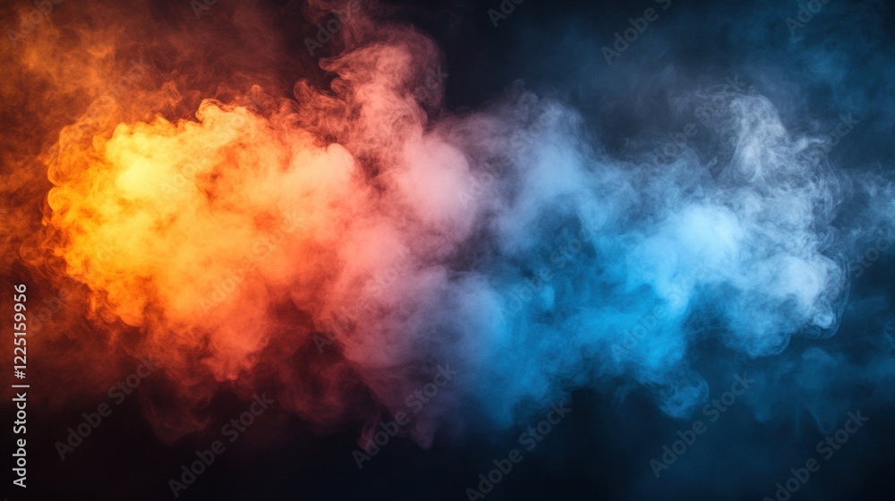 Vibrant Smoke Patterns in Orange and Blue Against Dark Background Vibrant Smoke Patterns in Orange and Blue Against Dark Background