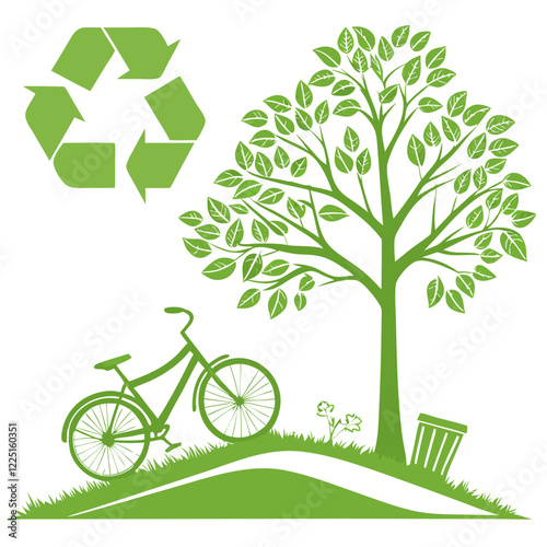 Green Lifestyle Vector Art for Sustainable Living and Eco-Friendly Habits photo
