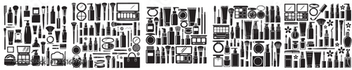 Collection of beauty equipment silhouettes