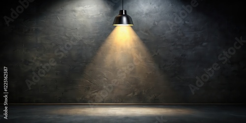 A dramatic scene with a spotlight shining on a darkened wall, highlighting its texture and color , evening, ambiance,  evening, ambiance