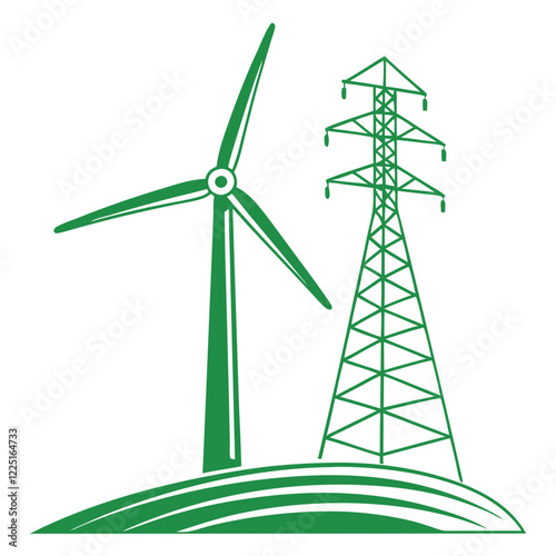 Green Power Icon Vector for Clean Energy Solutions and Sustainable Power Systems