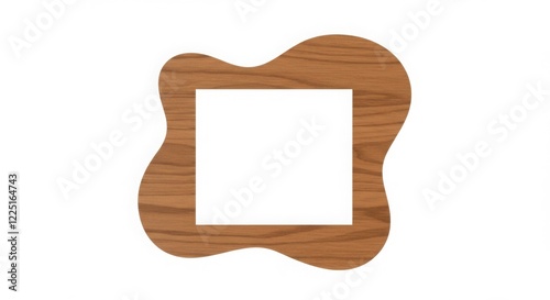 Abstract Wooden Frame with Irregular Shape and White Background