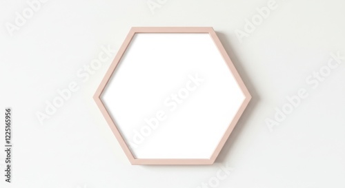 Blank Pink Hexagon Frame on White Background