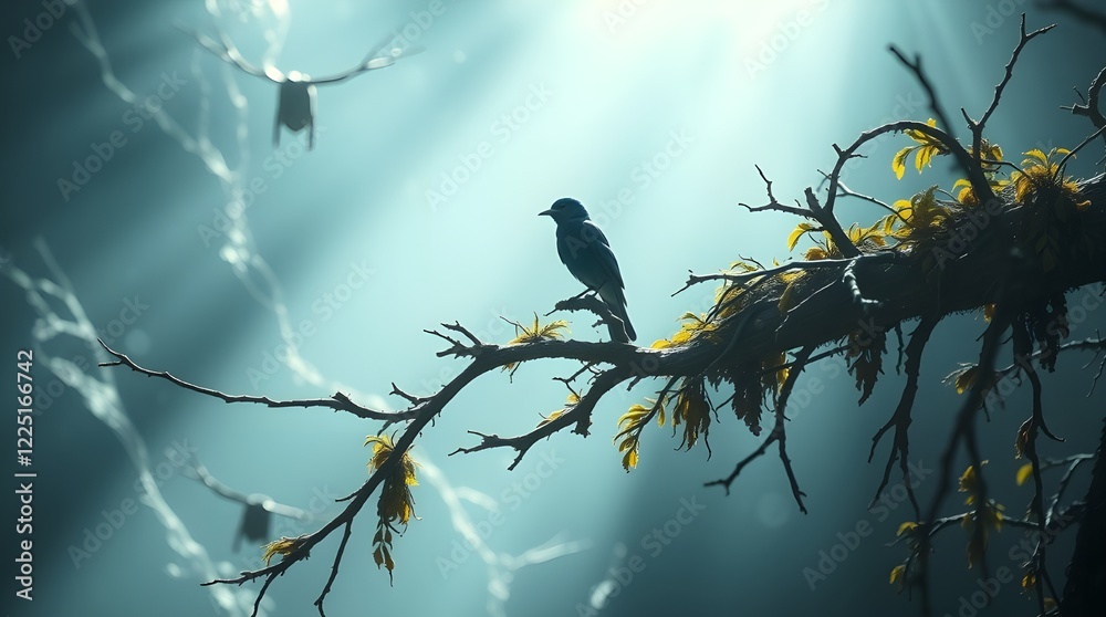 Fototapeta premium birds on tree ,Ai Garneted 