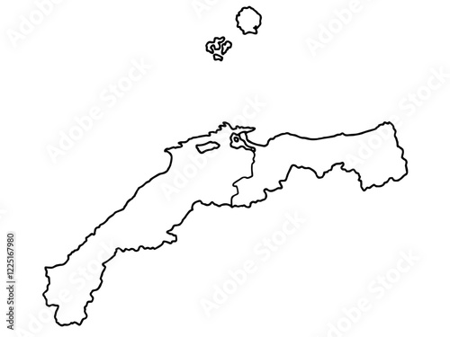 少しゆるい白い山陰地図 県境入り 西日本