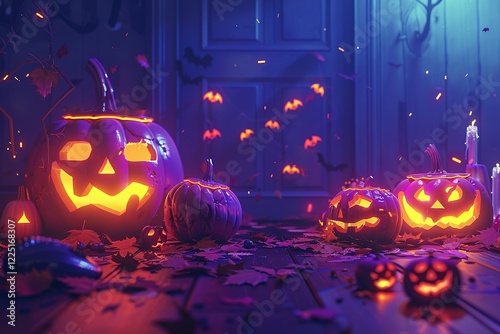 Halloween festival without text on 3d soft render style photo