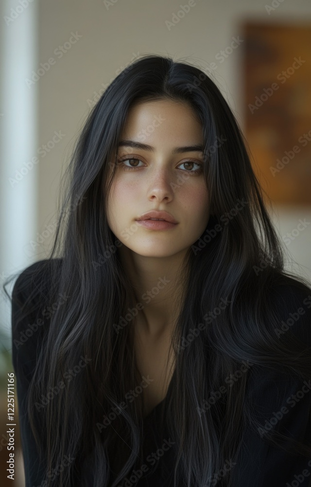 Contemporary Portrait with Long Hair Woman Contemporary Portrait with Long Hair Woman