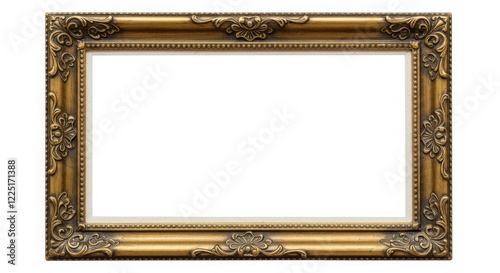 Ornate Gold Picture Frame Isolated on White Background