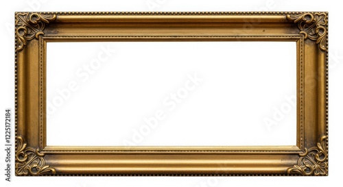 Ornate Gold Picture Frame Isolated on White Background
