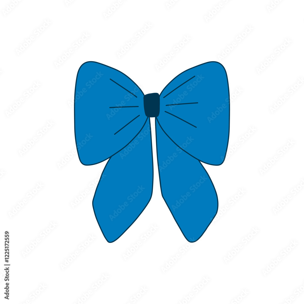 Nice bow doodle illustration. Cute big blue ribbon. Template for banner, packaging, postcard, website. Hand drawn illustration isolated on white background. Nice bow doodle illustration. Cute big blue ribbon. Template for banner, packaging, postcard, website. Hand drawn illustration isolated on white background.
