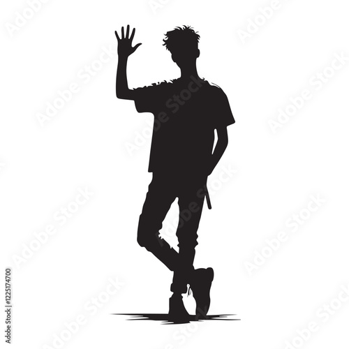 Waving silhouette for designs focused on positivity and greetings - waving person silhouette - waving person vector - waving person illustration - waving silhouette - waving vector
