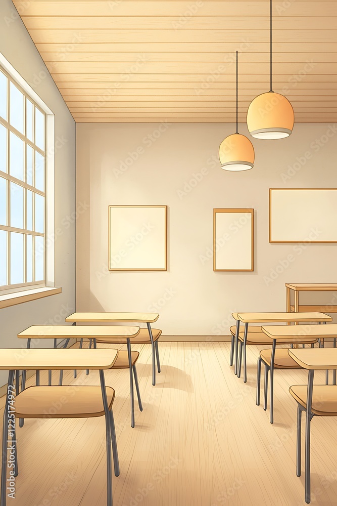 Fototapeta premium Bright and Minimalist Classroom Interior Design