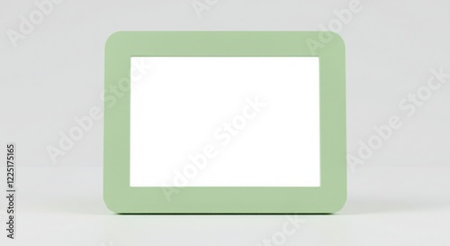 Blank Green Photo Frame Mockup on White Background