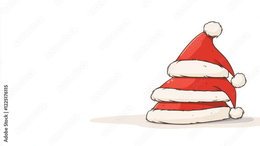 Cute pyramid arrangement of red Santa hats with white trim Cute pyramid arrangement of red Santa hats with white trim