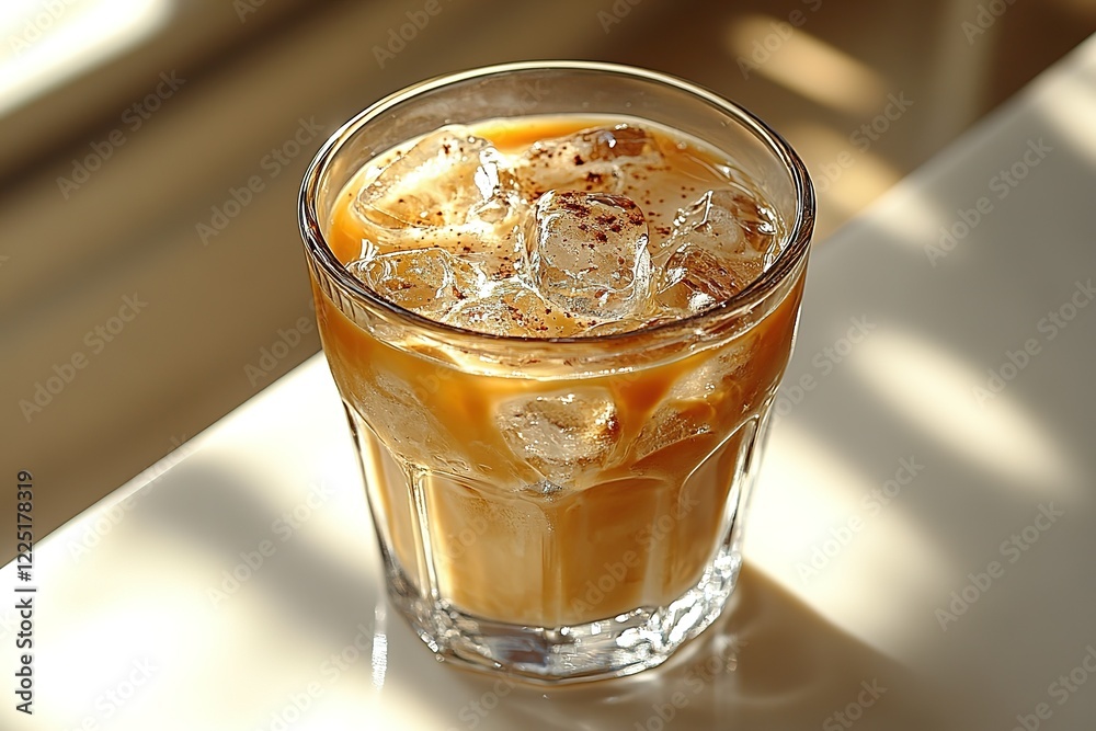 Iced coffee drink with ice cubes and a hint of spice Iced coffee drink with ice cubes and a hint of spice