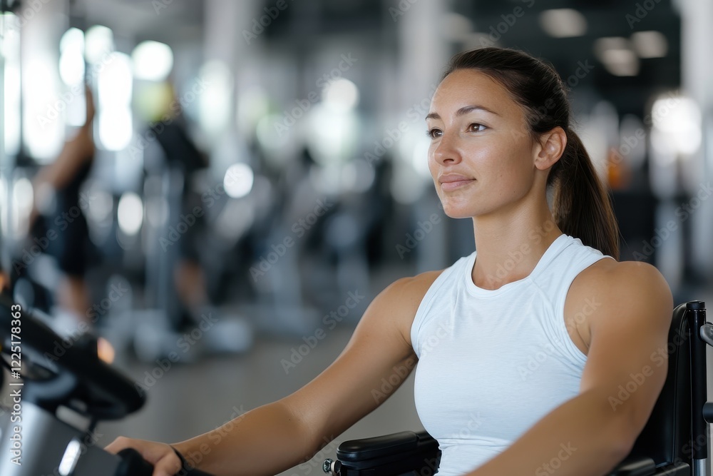 A dedicated woman with a determined focus on her workout routine at the gym, representing strength and commitment to achieving her fitness aspirations. A dedicated woman with a determined focus on her workout routine at the gym, representing strength and commitment to achieving her fitness aspirations.