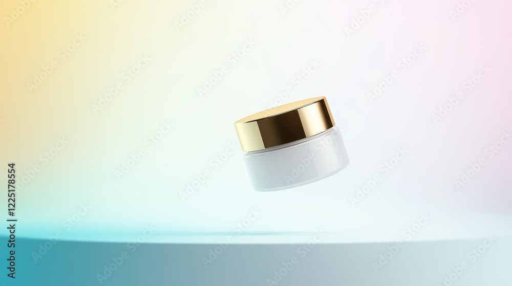 Floating Cosmetic Cream Jar with Elegant Gold Lid Design Floating Cosmetic Cream Jar with Elegant Gold Lid Design