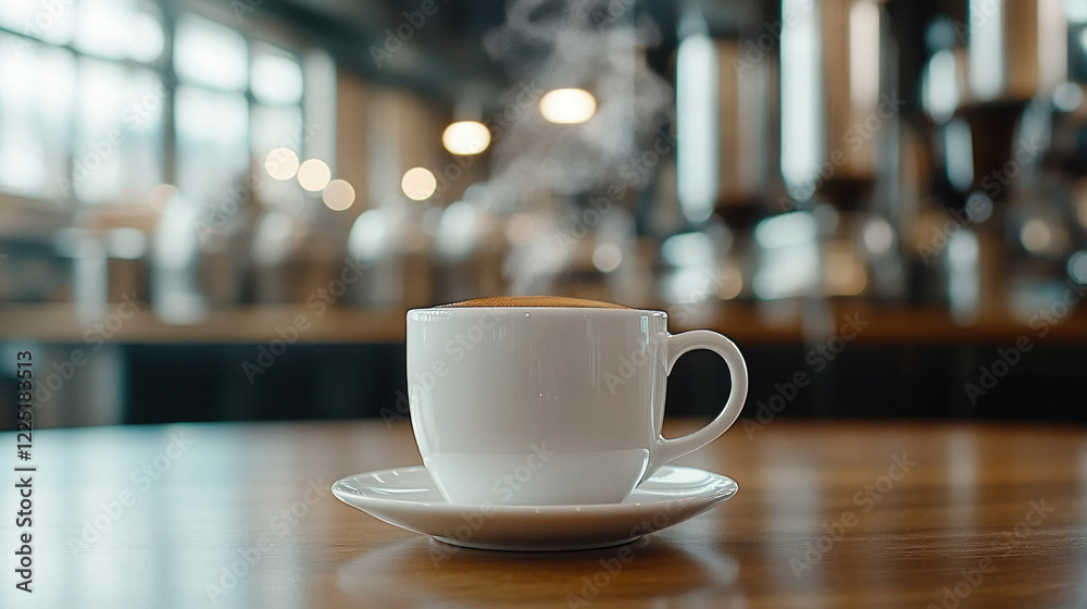 Coffee factory, A steaming cup of coffee on a wooden table, showcasing a high-fidelity image with vibrant details and an inviting atmosphere. Coffee factory, A steaming cup of coffee on a wooden table, showcasing a high-fidelity image with vibrant details and an inviting atmosphere.