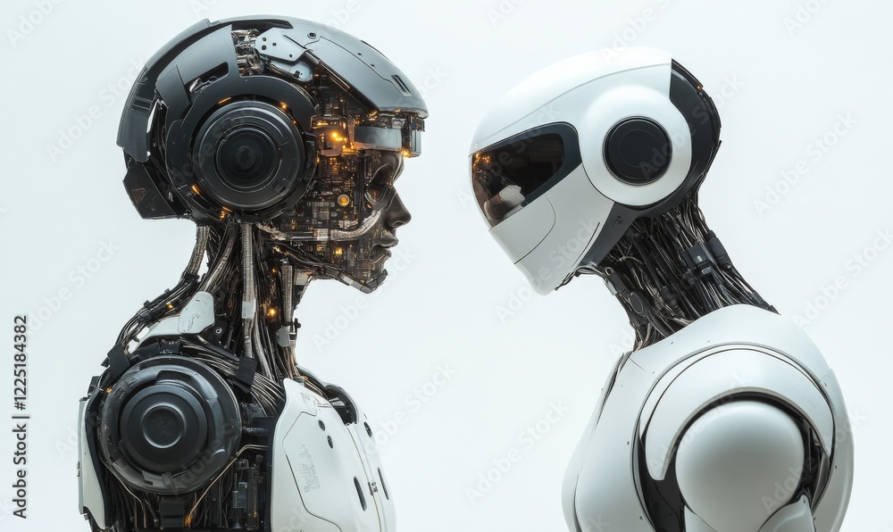 Human head with brain augmented reality, looks calm and peaceful, future technology Human head with brain augmented reality, looks calm and peaceful, future technology