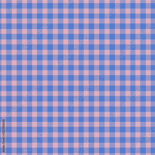 Gingham tablecloth pattern. Blue and Pink Checkered Pattern. Geometric print for blanket or classic cloth. 