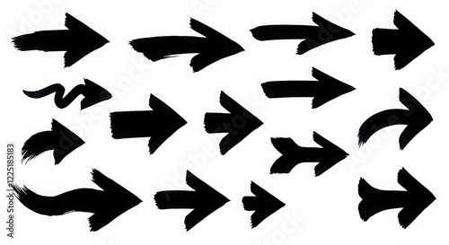 Black Brush Stroke Arrows Pointing Right Direction