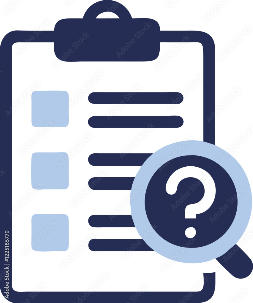 Editable Task List Vector with Magnifying Glass Icon Editable Task List Vector with Magnifying Glass Icon