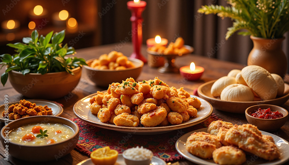Festive Nowruz table displaying delicious sweets and dishes, cultural celebration, Samanu Dish, Nowruz Festive Nowruz table displaying delicious sweets and dishes, cultural celebration, Samanu Dish, Nowruz