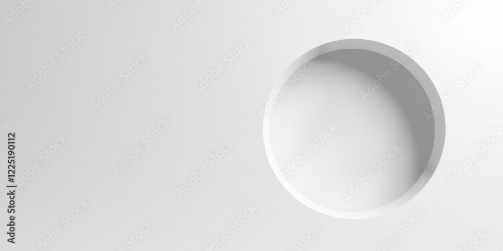 Abstract White Circular Recess in a Smooth Surface A Minimalist Design Concept Abstract White Circular Recess in a Smooth Surface A Minimalist Design Concept