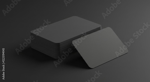 Blank Black Business Cards Mockup on Dark Background